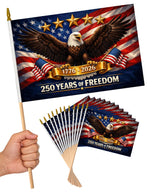 12 Pack Small American Flags on Stick held for festive parade waving