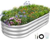 1MORE galvanized raised garden bed assembly showing quick setup and sturdy frame for outdoor use.