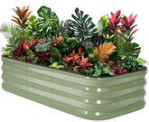 1MORE raised garden bed panel close-up showing durable galvanized panels for outdoor longevity.