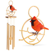 3213KeepsakeLane Cardinal Wind Chimes for Outside: detailed cardinal sculpture enhances memorial space and remembrance.