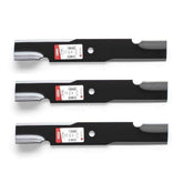 3PK mower blade top view highlights durable construction for precise, clean cuts.