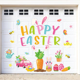90shine 34-piece Easter magnets on a metal garage door for festive curb appeal