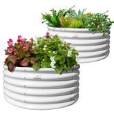 A ANLEOLIFE round galvanized raised bed in assembly view for durable outdoor use
