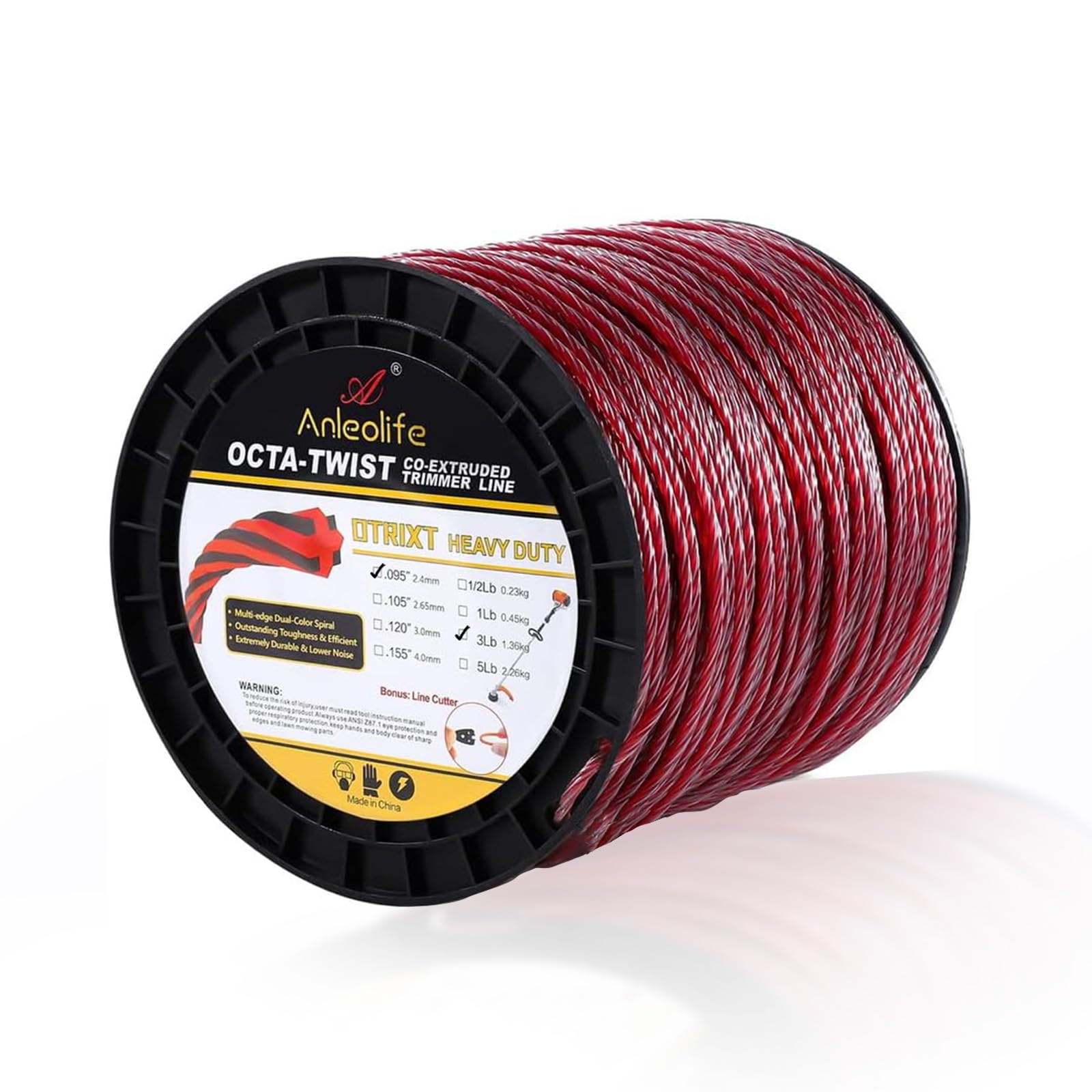 Anleolife octa-twist line spool for fast, clean cuts.