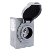 AA Ignition 50A generator inlet box front view for reliable RV power access