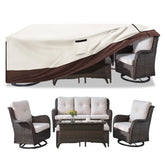 Aacabo patio cover on a 5-piece furniture set shields against dust and rain.