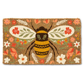 Abbott Collection Floral Bee Doormat front view with vibrant blooms to welcome guests