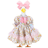 Abbylike Easter bunny goose costume on a 23-inch goose for festive outdoor decor.