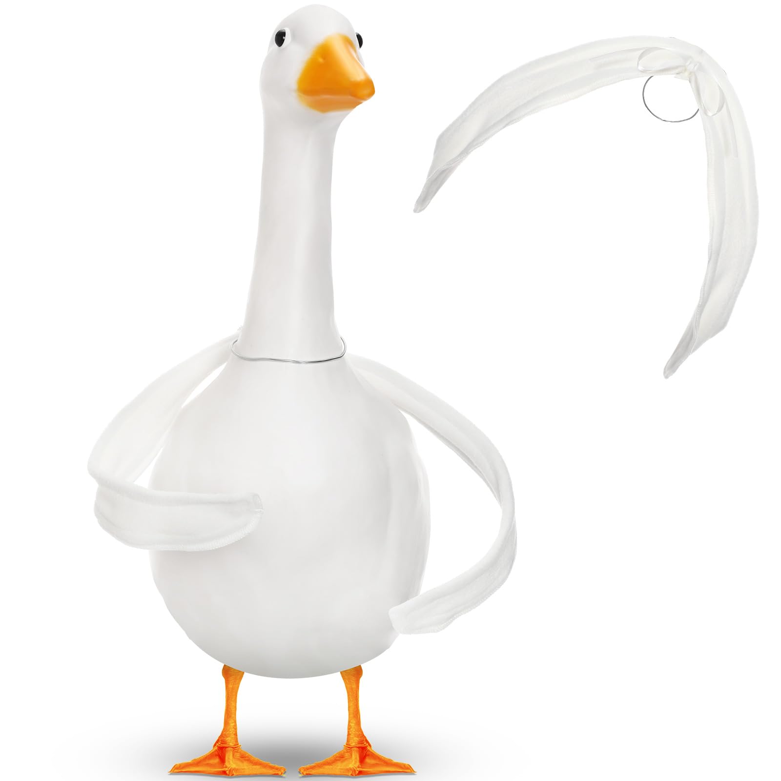 Abbylike poseable goose wings for porch goose statue enhances yard charm.