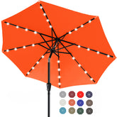 ABCCANOPY solar LED umbrella with 32 lights illuminating outdoor evenings