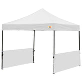 ABCCANOPY half wall front view in white, adds sun protection for pop-up tents.