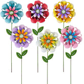 abelots metal flower stakes yellow brighten your yard with vibrant color accents