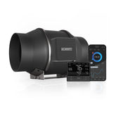 AC Infinity Cloudline Pro T6 front view shows compact, quiet 6” inline fan for grow rooms.