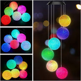 AceList color changing solar wind chime with crystal ball lights for patio decor