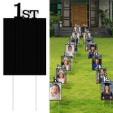 AceOrbit graduation yard signs 9x16 display a visual timeline of kindergarten through senior year outdoors.