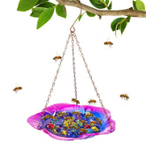 Acostop bee feeder with vivid hibiscus design attracts pollinators and adds color to your garden.