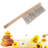 Acostop beekeeping brush with wooden handle for gentle hive cleaning.