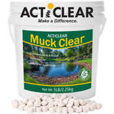 ActiClear Muck Clear 5lb packaging labels guide pond treatment planning.