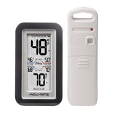 AcuRite 02043 display shows indoor/outdoor temperature with trend arrows for easy monitoring.