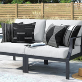 Adabana outdoor pillow cover geometry black white for patio decor and weather-ready protection.