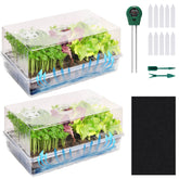 Adawook self-watering seed starter tray with 60 cells; steady moisture for even germination.
