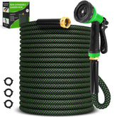 Advinski garden hose 50ft extended demonstrates non-expanding performance for steady water flow during outdoor watering.
