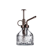 Aebor glass plant mister with gray glass and bronze top, 7 oz capacity, ideal for indoor plants.