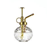 Aebor glass plant mister with clear glass and gold top for indoor plants.