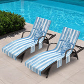 AELS lounge chair towel cover Sea Turtle Blue Stripe with soft microfiber feel