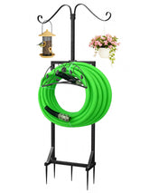 AESOME garden hose holder outside base provides stable support for heavy hoses in windy yards.