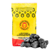 African Charcoal Company Premium lump charcoal bag ready for grilling.