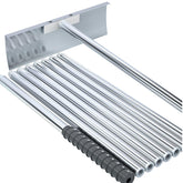 Aglaiprty stainless steel roof rake with extendable head and pole for safe ground-based snow removal.
