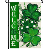 Agroon St Patrick's Day shamrocks flag front view for outdoor yard decor.
