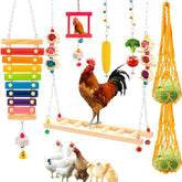 AGX Bravo chicken swing toy in coop encourages perching and active play.