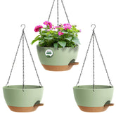 AHJZO 3-pack hanging pots with chain and self-watering feature for busy gardeners.