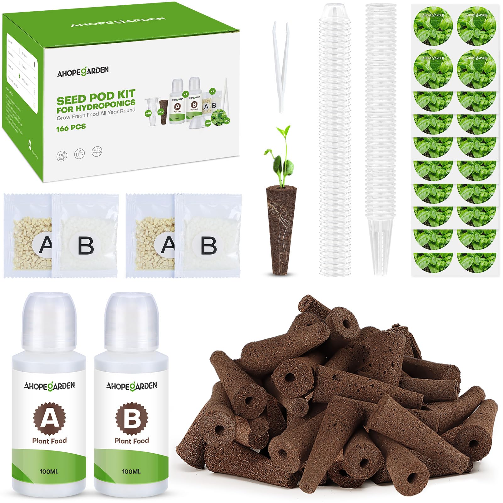 Ahopegarden hydroponic pods kit contents ready for efficient indoor gardening.