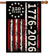 AIBOLYNE 250-years banner flag for outdoor display with burlap texture.