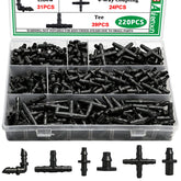 Aienxn 220pcs drip irrigation kit straight barb connector close up, durable and easy to install