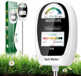 AiGerdinn soil meter dual-dial front view for quick moisture and pH guidance.