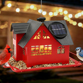 AIKS solar bird feeder hanging outdoors—sturdy, weather-ready design withstands wind and sun for year-round use.