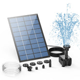 AISITIN 2.5W solar fountain pump with six nozzles for versatile water displays.