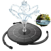 AISITIN solar fountain panel in sunlight powering an eco-friendly water feature
