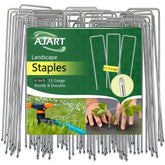 AJART landscape staples close-up showing the galvanized finish for durable ground securing.