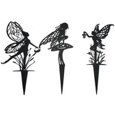 AJHXZMFC decorative butterfly fairy garden stake in black metal for durable outdoor decor.