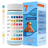 AKSBTEC 7IN1 pool test strip bottle with color chart for quick water testing