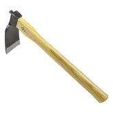 Alanx 14-inch curved hoe blade close-up showing durable soil cutting