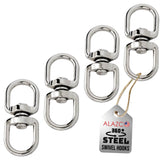 ALAZCO 4-pack hanging basket spinners with nickel-plated outdoor durability and smooth rotation.