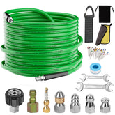 Aleiry sewer jet kit 50ft hose extends reach for clog clearing.