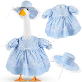 Aliceset blue polka dots skirt goose outfit enhances a 23-inch statue with playful summer flair