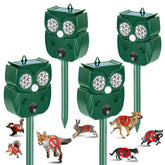 Alikguu solar ultrasonic animal repellent 4-pack protecting a garden from deer